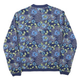MISERICORDIA Womens Blue Floral Cotton Blend Jacket M Button Closure Bomber