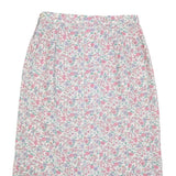 Womens White Floral Pattern Midi Woven Skirt M Casual Summer Everyday