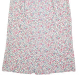 Womens White Floral Pattern Midi Woven Skirt M Casual Summer Everyday