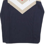 TOMMY HILFIGER Womens Navy Beige & White Red Patterned Cotton Pullover Jumper XS