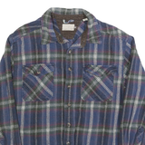 Mens Blue Green Check Cotton Shirt M Long Sleeve Casual Button Pocket