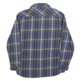 Mens Blue Green Check Cotton Shirt M Long Sleeve Casual Button Pocket
