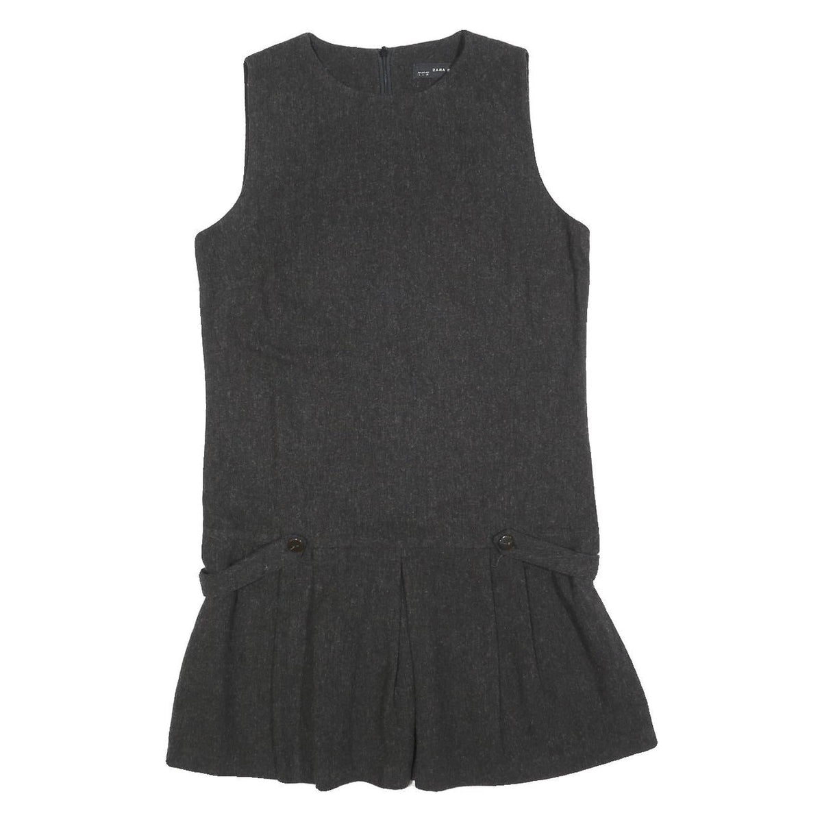 zara mini dress grey Womens Wool Blend Sleeveless L Pleated Design Ele – Cerqular Slate Multi