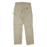 CARHARTT Mens Regular Beige Cotton Blend Workwear Trousers W32 L32 Zip Closure