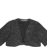 ZARA BASIC Womens Grey Wool Blend Cropped Jacket L Woolblend Short Sleeve