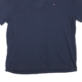 TOMMY HILFIGER Mens Navy Blue Short Sleeve Plain Polo Shirt M Cotton Blend