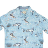 REDHEAD Mens Blue Fish Print Cotton Blend Shirt L Short Sleeve Casual Summer