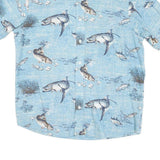 REDHEAD Mens Blue Fish Print Cotton Blend Shirt L Short Sleeve Casual Summer