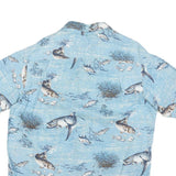 REDHEAD Mens Blue Fish Print Cotton Blend Shirt L Short Sleeve Casual Summer