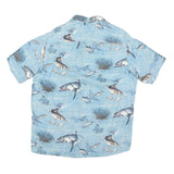 REDHEAD Mens Blue Fish Print Cotton Blend Shirt L Short Sleeve Casual Summer