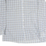 C&A Mens Grey & Blue Check Shirt L Cutaway Collar Button Cotton Casual