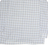 C&A Mens Grey & Blue Check Shirt L Cutaway Collar Button Cotton Casual