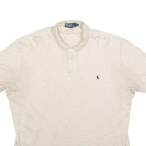 POLO RALPH LAUREN Mens Cream Short Sleeve Plain L Cotton Blend Polo Shirt