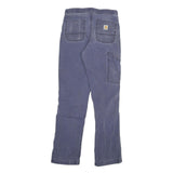 CARHARTT Mens Relaxed Fit Blue Cotton Blend Zip Trousers W28 L31 Casual Workwear