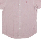 TIMBERLAND Mens Red & White Check Shirt L Button Down Short Sleeve Casual
