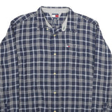 TOMMY HILFIGER Mens Blue & White Check Shirt XL Long Sleeve Cotton Casual