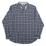 TOMMY HILFIGER Mens Blue & White Check Shirt XL Long Sleeve Cotton Casual