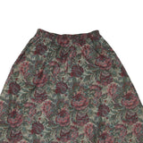INSEPERABLES Womens Green Red Floral A-Line Midi Cotton Blend Skirt M Elastic
