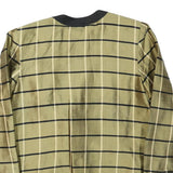 ALEXANDRA Womens Beige & Black Checked Silk Jacket L Woven Round Neck Long