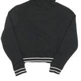 FILA Womens Black Hoodie S Cotton Pullover Stripe Ribbed Cuffs Cropped