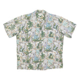 COOKE STREET Mens White Green Hawaiian Shirt L Cotton Tropical Print Relaxed Fit