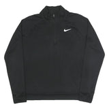 NIKE Womens Black 1/4 Zip Sweatshirt M Sports Training Athletic Pullover