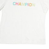 CHAMPION Womens White Multicolour Logo Graphic T-Shirt XL Short Sleeve Crew Neck
