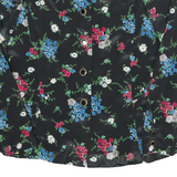 LESLIE FAY Womens Black Floral Printed Long Sleeve Round Neck Top S Elegant