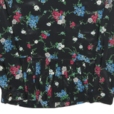 LESLIE FAY Womens Black Floral Printed Long Sleeve Round Neck Top S Elegant