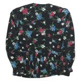 LESLIE FAY Womens Black Floral Printed Long Sleeve Round Neck Top S Elegant