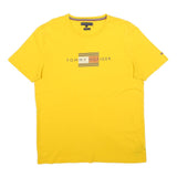 TOMMY HILFIGER Mens Yellow Graphic T-Shirt XL Short Sleeve Crew Neck Cotton