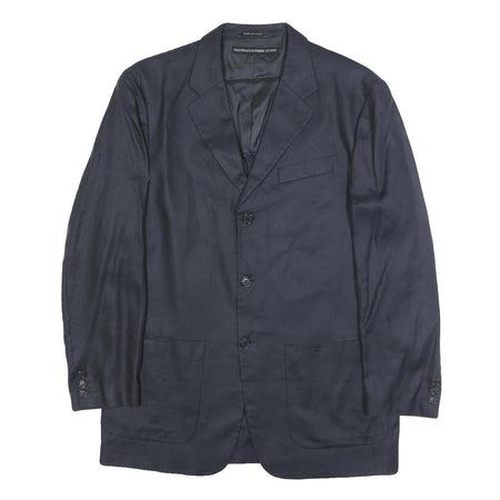 GIAN FRANCO FERRE STUDIO Mens Navy Button Jacket L Linen Plain Formal Smart