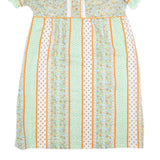 Womens Green & Orange Floral Striped Day Polyester Short Sleeve Midi 2XL Dress