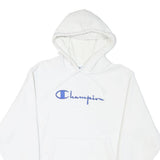 CHAMPION Mens White Blue & Red Hoodie M Cotton Blend Pullover Hooded Sweatshirt