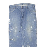 DICKIES Mens Jeans Blue Regular Straight Denim W36 L28 Paint Splatter Workwear