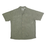 BATICK BAY Mens Green Casual Cotton Shirt L Embossed Floral Short Sleeve