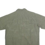 BATICK BAY Mens Green Casual Cotton Shirt L Embossed Floral Short Sleeve