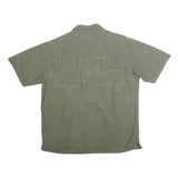 BATICK BAY Mens Green Casual Cotton Shirt L Embossed Floral Short Sleeve