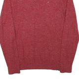 TOMMY HILFIGER Mens Red Cotton Blend Plain Crew Neck Basic Knit Jumper M Stylish