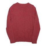 TOMMY HILFIGER Mens Red Cotton Blend Plain Crew Neck Basic Knit Jumper M Stylish