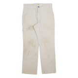 CARHARTT Mens Cotton Blend Beige Relaxed Straight Trousers W30 L28 Workwear