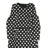 LAUREN RALPH LAUREN Womens Black & White Polka Dot Day Dress Polyester Long