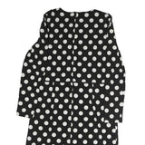 LAUREN RALPH LAUREN Womens Black & White Polka Dot Day Dress Polyester Long