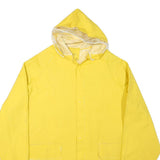 Mens Yellow Button Jacket L Polyester Plain Casual Hooded Raincoat Bright