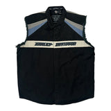 Genuine Motorclothes Harley Davidson Spellout Vest - 2XL Blue Cotton
