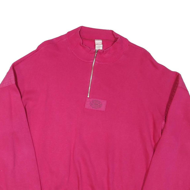 YORK Mens Pink 1/4 Zip L Sweatshirt Cotton Blend Casual Pullover