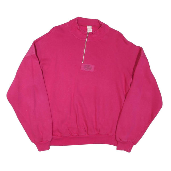 YORK Mens Pink 1/4 Zip L Sweatshirt Cotton Blend Casual Pullover