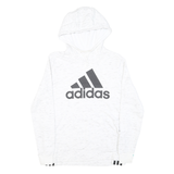 ADIDAS Mens White Hoodie XS Cotton Blend Pullover Lightweight Pocket