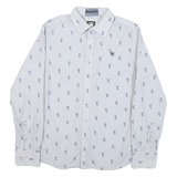 G-STAR Mens Blue Shirt M Cotton Blend Printed Casual Long Sleeve Button