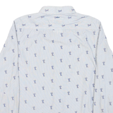 G-STAR Mens Blue Shirt M Cotton Blend Printed Casual Long Sleeve Button